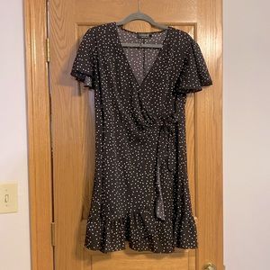 Women's Black and White Polka Dot Wrap Dress